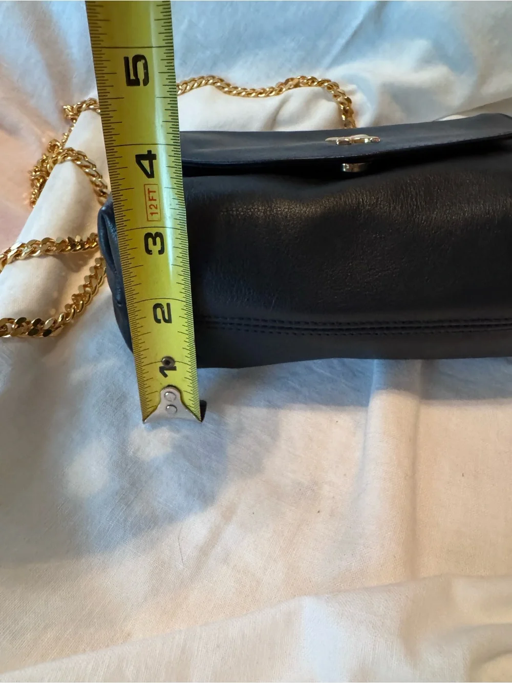 Paloma Picasso Black Leather Crossbody with Gold Chain